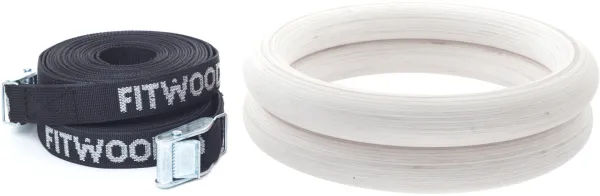 FitWood ULPU Gymnastikringe 28mm - Glazing-overflade / Sort Strop